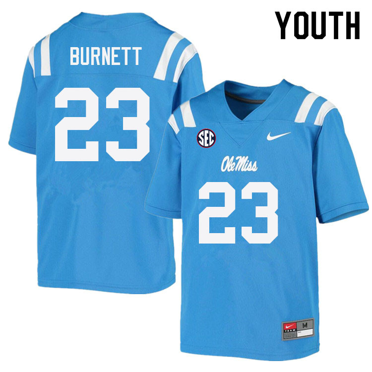 Youth #23 Drew Burnett Ole Miss Rebels College Football Jerseys Sale-Power Blue